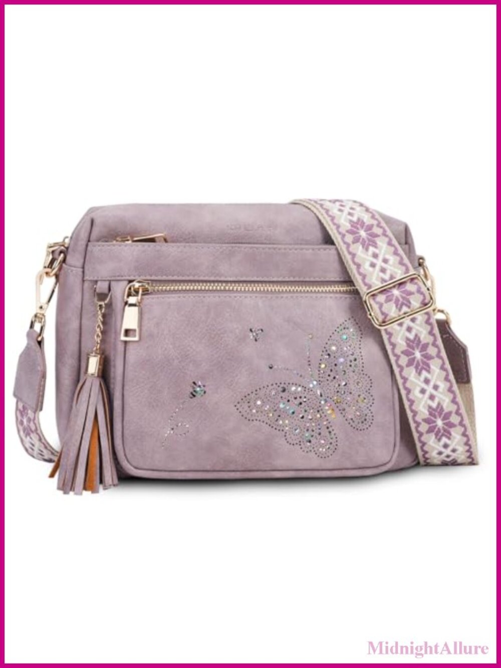 PU Leather Crossbody Bag Butterfly Sling Purse for Women Everyday